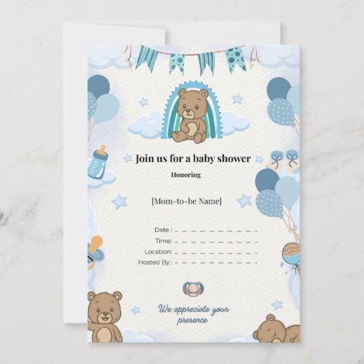 Elegant Baby Shower Invitation Kaart (Voorkant)