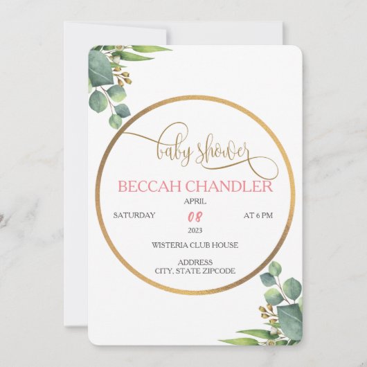 Elegant Baby shower Invitation Kaart (Voorkant)