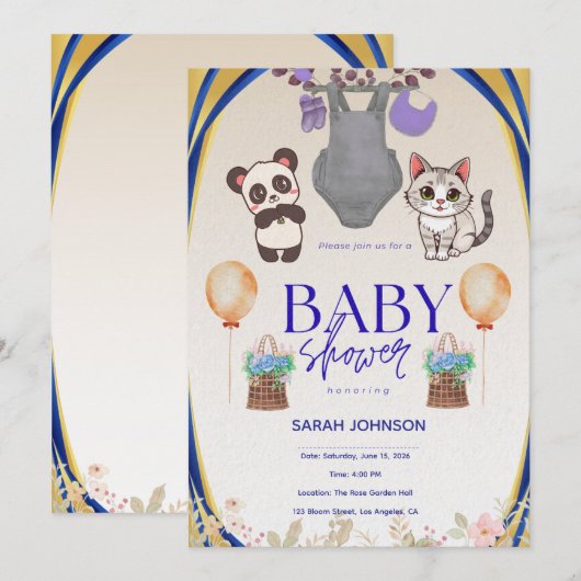 Elegant Baby Shower Invitation | Modern Minimalist Kaart (Voorkant / Achterkant)