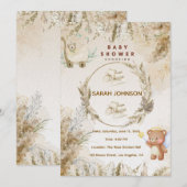 Elegant Baby Shower Invitation | Pink Floral Kaart (Voorkant / Achterkant)