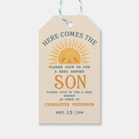 Elegant Baby Shower Invitation with Family Name  Cadeaulabel (Voorkant)