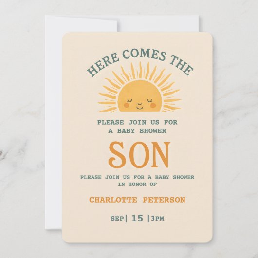 Elegant Baby Shower Invitation with Family Name  Kaart (Voorkant)