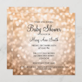 Elegant Baby shower koper Glitter Lichten Kaart (Voorkant / Achterkant)