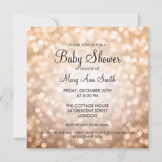 Elegant Baby shower koper Glitter Lichten Kaart (Voorkant)