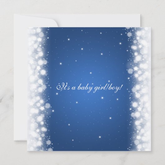 Elegant Baby Shower Magic Sparkle Blue Kaart (Achterkant)