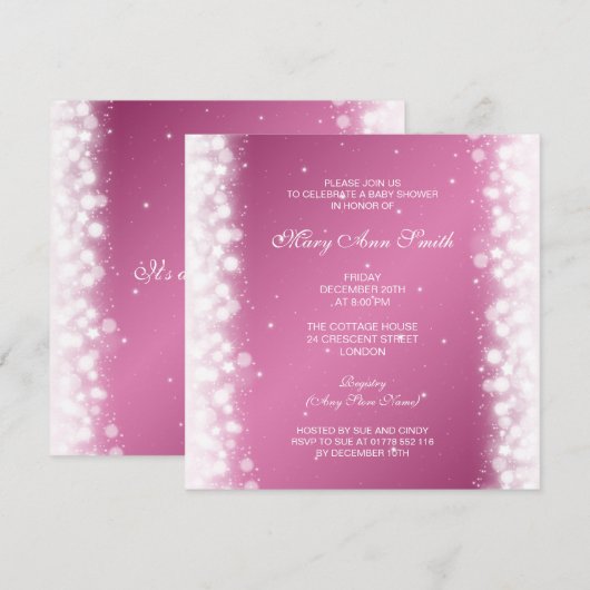 Elegant Baby shower Magic Sparkle Roze Kaart (Voorkant / Achterkant)