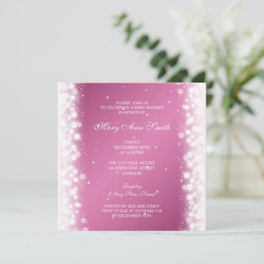 Elegant Baby shower Magic Sparkle Roze Kaart (Staand voorkant)