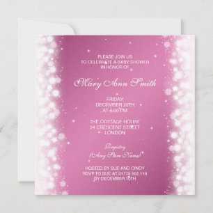 Elegant Baby shower Magic Sparkle Roze Kaart