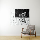 Elegant Baby shower met zwarte en witte vlinder ge Wandkleed (In Situ (horizontaal))