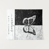 Elegant Baby shower met zwarte en witte vlinder ge Wandkleed (Voorkant (horizontaal))