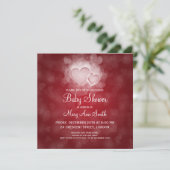 Elegant Baby shower Modern Hearts Red Kaart (Staand voorkant)