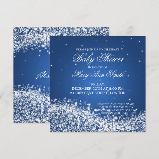 Elegant Baby shower mousserende golf blauw Kaart (Voorkant / Achterkant)