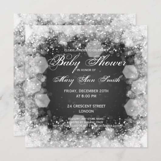 Elegant Baby shower Night Sparkle Black Kaart (Voorkant / Achterkant)