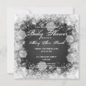 Elegant Baby shower Night Sparkle Black Kaart (Voorkant)