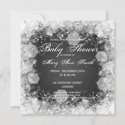 Elegant Baby shower Night Sparkle Black Kaart (Voorkant)