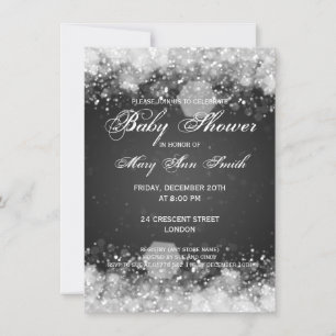 Elegant Baby shower Night Sparkle Black Kaart