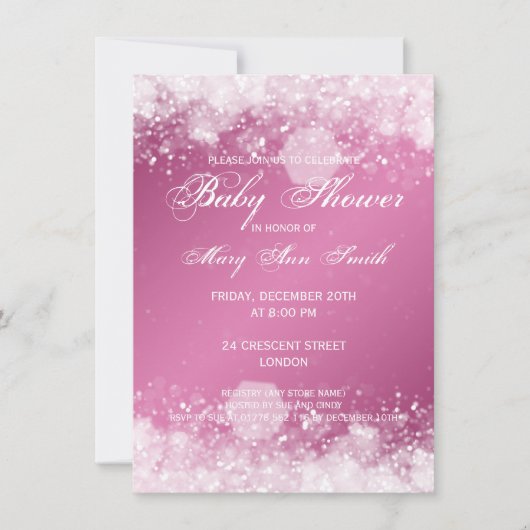 Elegant Baby shower Night Sparkle Pink Kaart (Voorkant)