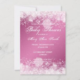 Elegant Baby shower Night Sparkle Pink Kaart
