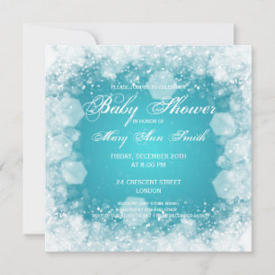 Elegant Baby shower Night Sparkle Turquoise Kaart