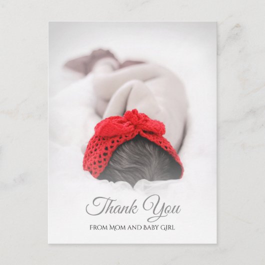 Elegant Baby shower pasgeboren foto Dank u Briefkaart (Voorkant)