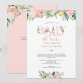Elegant Baby shower per post Roos Gold Pink Floral Kaart (Voorkant / Achterkant)