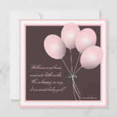 Elegant Baby shower roze ballonnen uitnodiging (Achterkant)