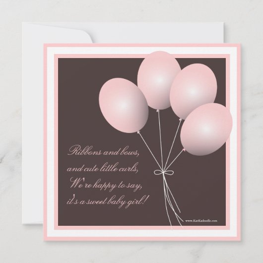 Elegant Baby shower roze ballonnen uitnodiging (Achterkant)