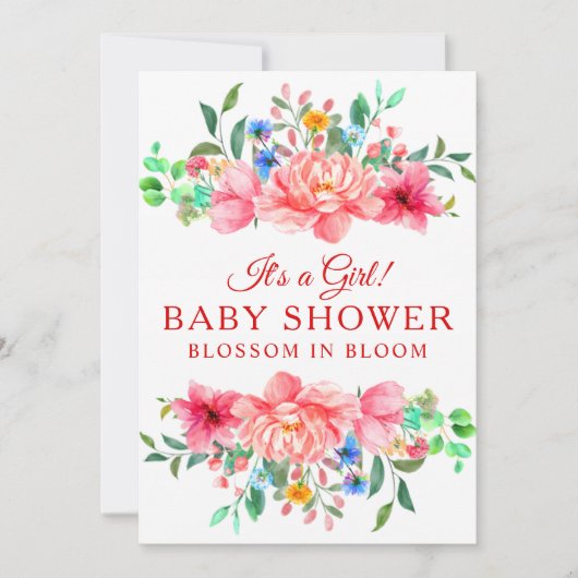 Elegant Baby shower Roze Roze Bloem Kaart (Voorkant)