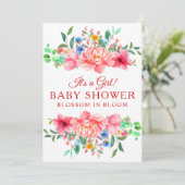 Elegant Baby shower Roze Roze Bloem Kaart (Staand voorkant)