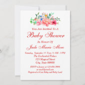 Elegant Baby shower Roze Roze Bloem Kaart (Achterkant)