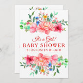Elegant Baby shower Roze Roze Bloem Kaart (Voorkant / Achterkant)