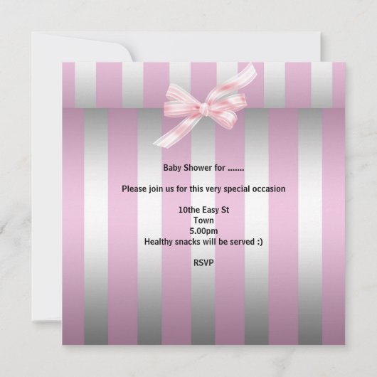 Elegant Baby shower  Roze Silver Stripe Gift Kaart (Achterkant)