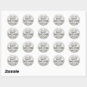 Elegant Baby shower Silver Glitter Lights Ronde Sticker (Vel)