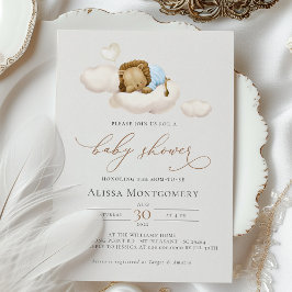 Elegant Baby shower Slapen Leeuw Cub op Wolken Kaart