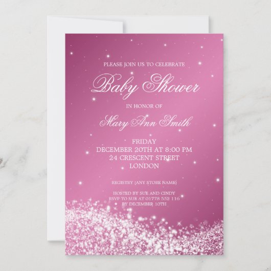 Elegant Baby Shower Sparkling Wave Pink Kaart (Voorkant)