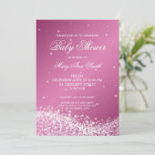 Elegant Baby Shower Sparkling Wave Pink Kaart (Staand voorkant)