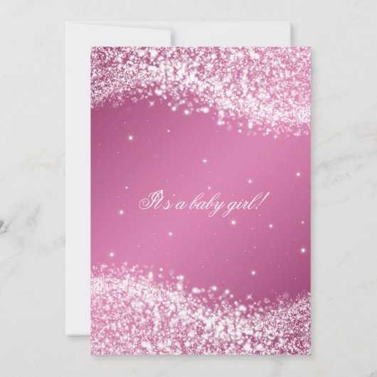 Elegant Baby Shower Sparkling Wave Pink Kaart (Achterkant)