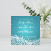 Elegant Baby Shower Sparkling Wave Turquoise Kaart (Staand voorkant)