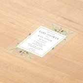 Elegant Baby shower Sprinkle Waterverf Greenery Acryl Uitnodigingen (Laagn)