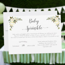 Elegant Baby shower Sprinkle White Roses Floral