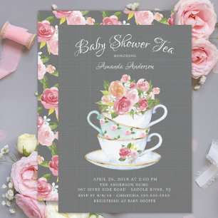 Elegant Baby shower Tea Uitnodiging