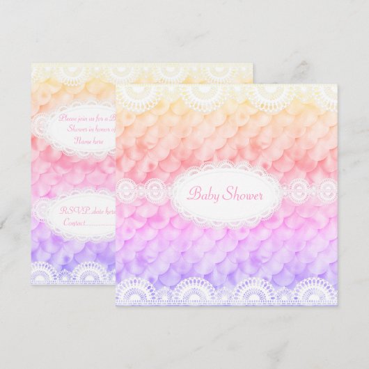 ELEGANT BABY SHOWER UITNODIGING regenboog ZEEJONKV (Voorkant / Achterkant)