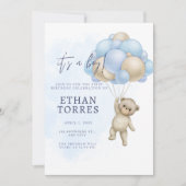Elegant baby shower uitnodiging schattig beer (Voorkant)