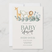 Elegant baby shower uitnodiging schattige dieren (Voorkant)