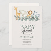 Elegant baby shower uitnodiging schattige dieren (Voorkant / Achterkant)