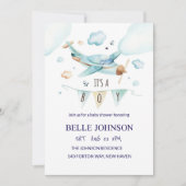 Elegant Baby shower Uitnodiging - Vliegtuigthema (Voorkant)