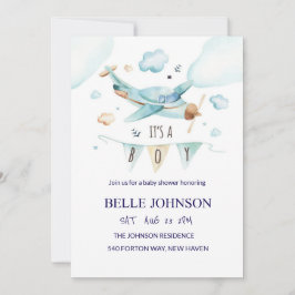 Elegant Baby shower Uitnodiging - Vliegtuigthema