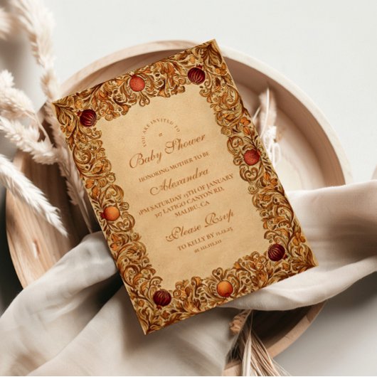 Elegant Baby shower van vruchten en bladeren Kaart