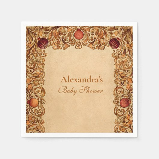 Elegant Baby shower van vruchten en bladeren Servet (Voorkant)