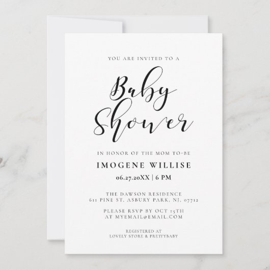 Elegant Baby shower voor kalligrafie Kaart (Voorkant)